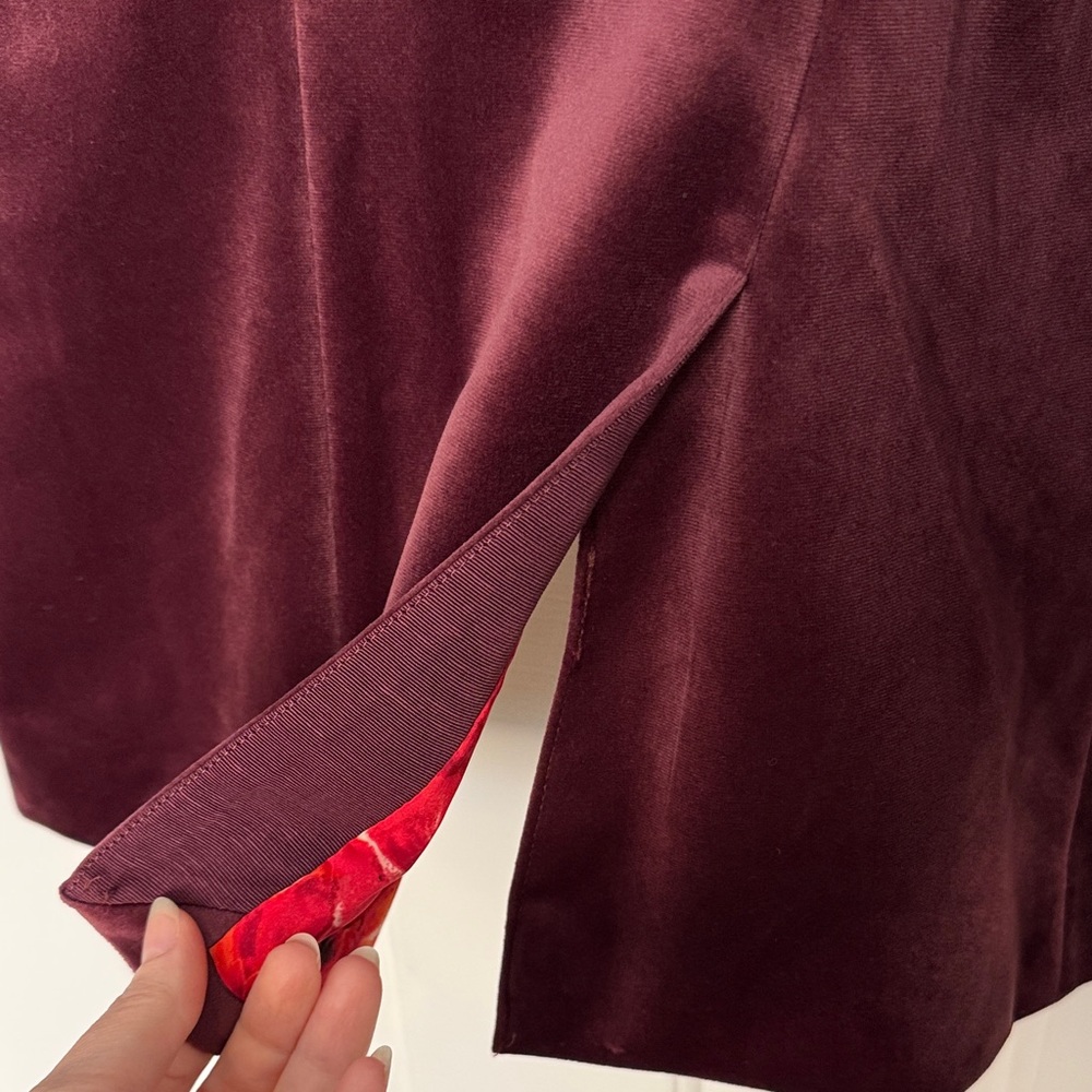 White House Black Market Deep Burgundy Velour Blazer - Picture 12 of 16